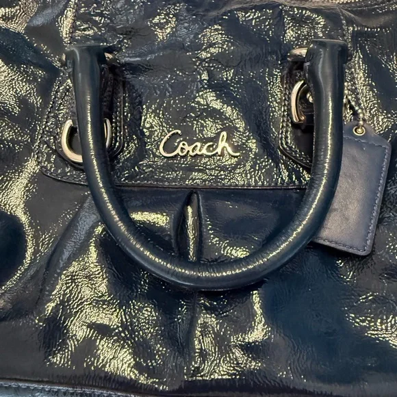 Coach Madison Sabrina Midnight Blue Patent Leather Satchel Bag - Picture 2 of 12